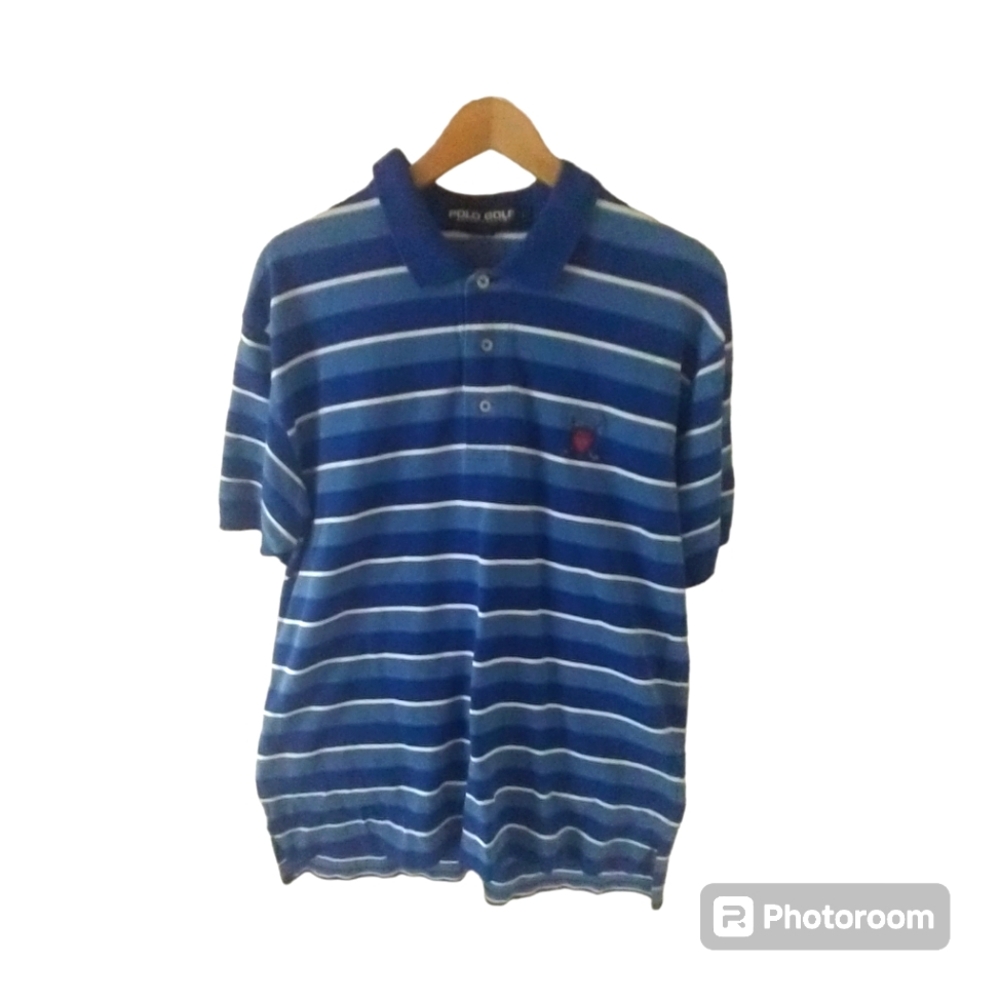 Polo‎ Ralph Lauren Polo Shirt Men’s Short Sleeve Striped Large Blue White